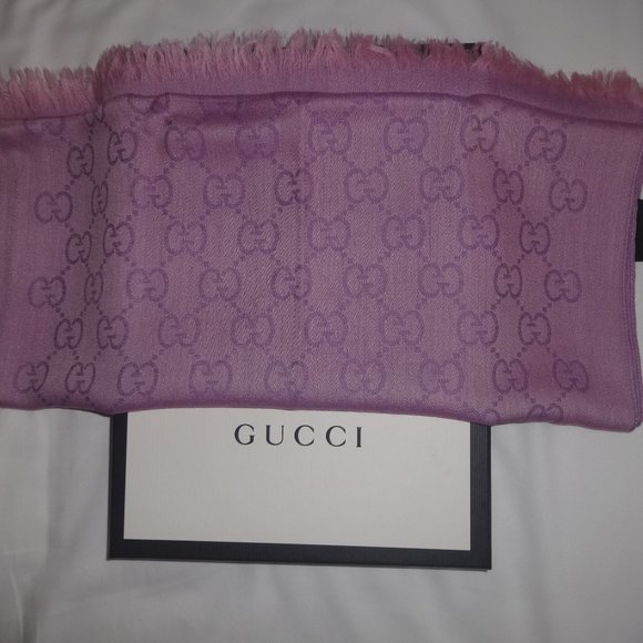Gucci Wool Silk Purple Long 165904 3g646 Scarf - Picture 13 of 14